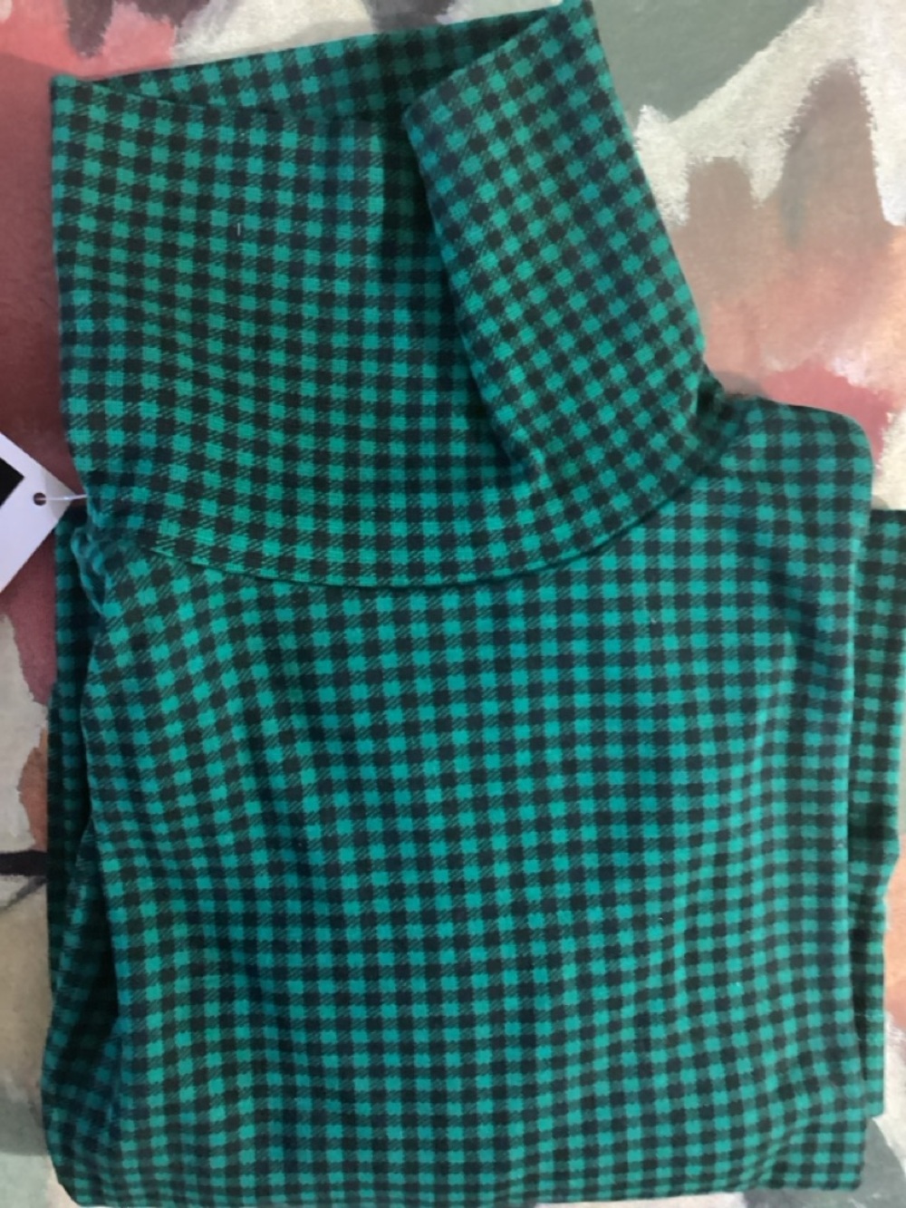 Jennifer Moore Emerald Green and Black Check Knit Turtleneck